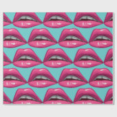 Pop Art Pink Lips Makeup Geschenkpapier (Flach)