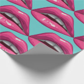 Pop Art Pink Lips Makeup Geschenkpapier (Ecke)