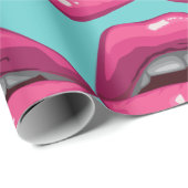 Pop Art Pink Lips Makeup Geschenkpapier (Rolleneckpunkt)