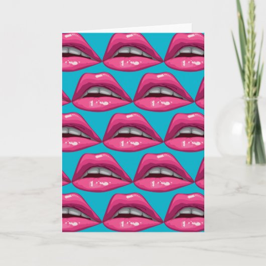 Pop Art Pink Lips Makeup Karte (Vorderseite)