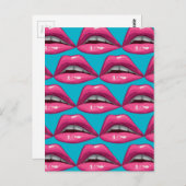 Pop Art Pink Lips Makeup Postkarte (Vorne/Hinten)