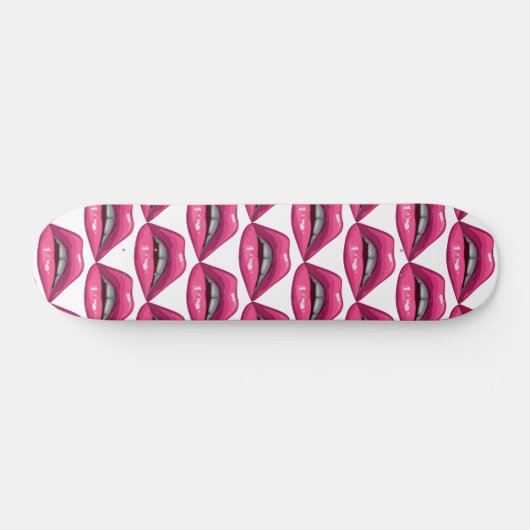 Pop Art Pink Lips Makeup Skateboard (Horizontal)