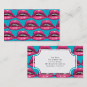 Pop Art Pink Lips Makeup Visitenkarte (Vorne/Hinten)
