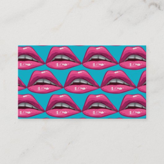 Pop Art Pink Lips Makeup Visitenkarte (Vorderseite)