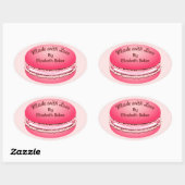 Pop Art Pink Macaron Cookie Personalisiert Ovaler Aufkleber (Blatt)
