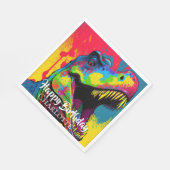 Pop Art Pink T-Rex Geburtstag Serviette (Ecke)