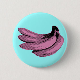 Pop Art Pinke Banane Grafik Button