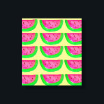 Pop Art pinkfarbene Wassermelonen auf Zitronen-Lei Leinwanddruck<br><div class="desc">Diese originale Aquarellbildervorlage ist von Pop Inspiriert und besteht aus niedlichen,  angesagten,  rosa und grünen Wassermelonen-Früchten in einem Muster auf pastellgelbem Hintergrund. Dieses abscheuliche,  lustige Fruchtdesign ist hell und farbenfroh und wird sicher ein Lächeln bringen.</div>