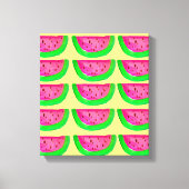 Pop Art pinkfarbene Wassermelonen auf Zitronen-Lei Leinwanddruck (Vorderseite)