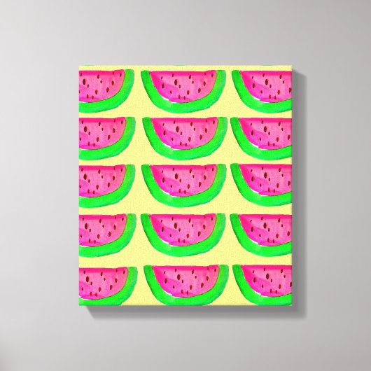 Pop Art pinkfarbene Wassermelonen auf Zitronen-Lei Leinwanddruck (Vorderseite)