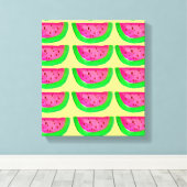 Pop Art pinkfarbene Wassermelonen auf Zitronen-Lei Leinwanddruck (Insitu (Holzboden))
