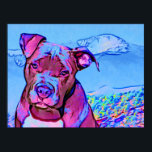 Pop Art Pit Bull Welpenhund Poster<br><div class="desc">Pop-Kunst eines amerikanischen Pitbull Welpenhundes,  mit Amerikas Berg,  schneebedeckte Pikes Peak,  im Hintergrund.</div>