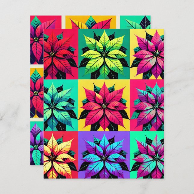 Pop Art Poinsettia Color Blocks Scrapbook Paper (Vorne/Hinten)