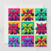 Pop Art Poinsettia Grid Scrapbook Einladung (Rückseite)