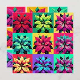 Pop Art Poinsettia Grid Scrapbook Einladung