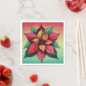 Pop Art Poinsettia Halftone Dots Entdeckungsreise Serviette (Beispiel)
