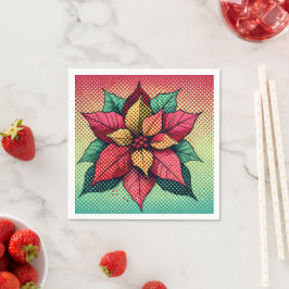 Pop Art Poinsettia Halftone Dots Entdeckungsreise Serviette
