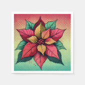 Pop Art Poinsettia Halftone Dots Entdeckungsreise Serviette (Vorderseite)