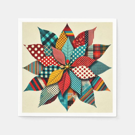 Pop Art Poinsettia Patterns Collage Decoupage Serviette (Vorderseite)