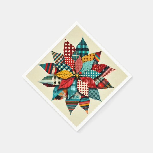 Pop Art Poinsettia Patterns Collage Decoupage Serviette (Ecke)