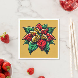 Pop Art Poinsettia Retro Festivals Entdeckungsreis Serviette