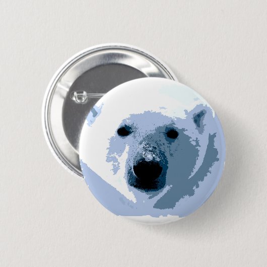 Pop Art Polar Bear Button (Vorne & Hinten)