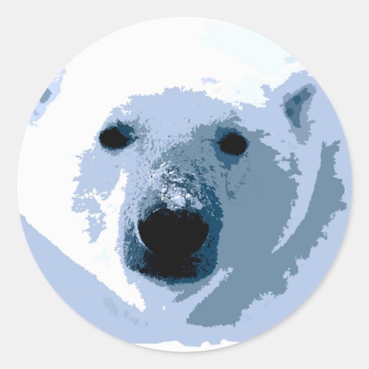 Pop Art Polar Bear Runder Aufkleber (Vorderseite)