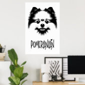 Pop Art Pomeranian Black & White Chic Aesthetic Poster (Heimbüro)