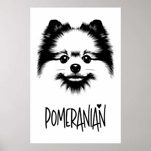 Pop Art Pomeranian Black & White Chic Aesthetic Poster (Vorne)
