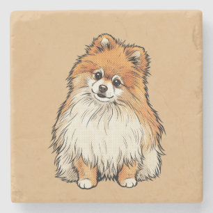 Pop-Art-Pomeranian-Hund-Comic-Halfton-Illustration Steinuntersetzer