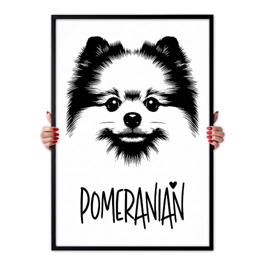 Pop-Art Pomeranian Schwarz-Weiß Chic Ästhetik Poster