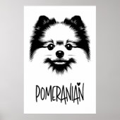 Pop-Art Pomeranian Schwarz-Weiß Chic Ästhetik Poster (Vorne)