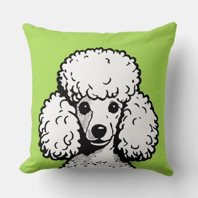 Pop Art Poodle Atomic Green & White Chic Ästhetik Kissen (Vorderseite)