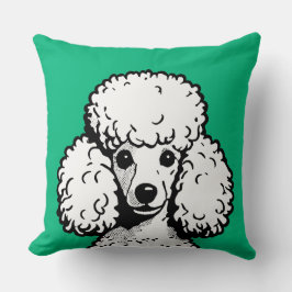 Pop Art Poodle Green & White Chic Ästhetik Kissen