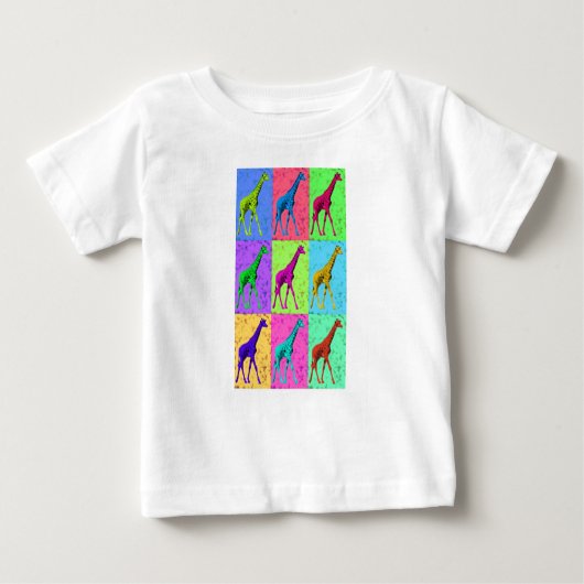 Pop Art Popart Walking Giraffe mehrfarbig Baby T-shirt (Vorderseite)