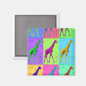 Pop Art Popart Walking Giraffe mehrfarbig Magnet (Vorderseite/Rückseite)