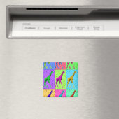Pop Art Popart Walking Giraffe mehrfarbig Magnet (In Situ (Geschirrspüler))