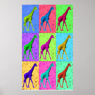 Pop Art Popart Walking Giraffe mehrfarbig Poster