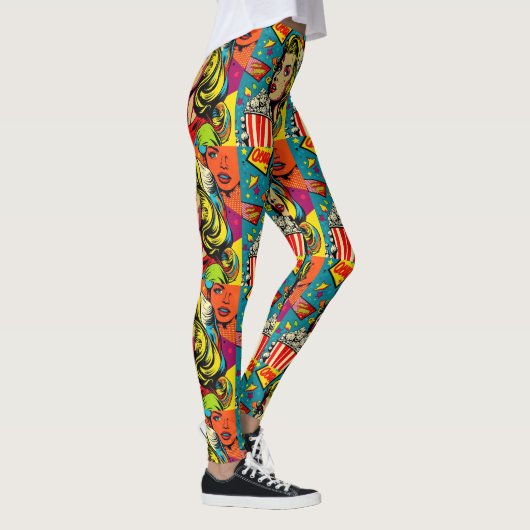 Pop Art Popcorn Mädchen Leggings (Rechts)