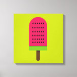 Pop Art popsicle fruchtige Wassermelone Leinwanddruck<br><div class="desc">Eine niedliche Pop Kunst farbenfrohe helle Illustration eines Wassermelone Popsicle Eisblock in Rosa und Kalkgrün. Glücklich und fruchtig !</div>