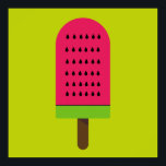 Pop Art popsicle fruchtige Wassermelone Poster<br><div class="desc">Eine niedliche Pop Kunst farbenfrohe helle Illustration eines Wassermelone Popsicle Eisblock in Rosa und Kalkgrün. Glücklich und fruchtig !</div>