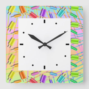 POP ART POPSICLES QUADRATISCHE WANDUHR