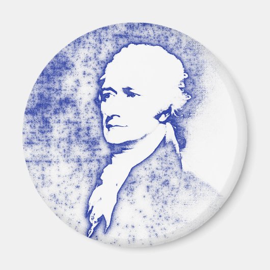 Pop Art Portrait Alexander Hamilton in Blau Magnet (Vorne)