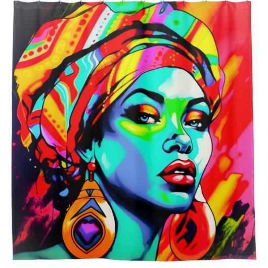 Pop Art Portrait Duschvorhang (Vorderseite)