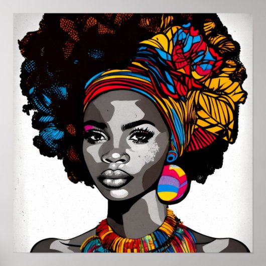 Pop Art Portrait eines Afrikanischen Mädchens aus Poster (Vorne)