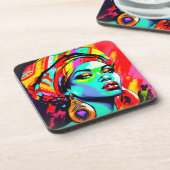 Pop Art Portrait Getränkeuntersetzer (Linke Seite)