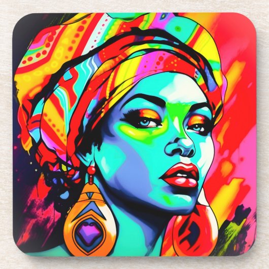 Pop Art Portrait Getränkeuntersetzer (Vorderseite)