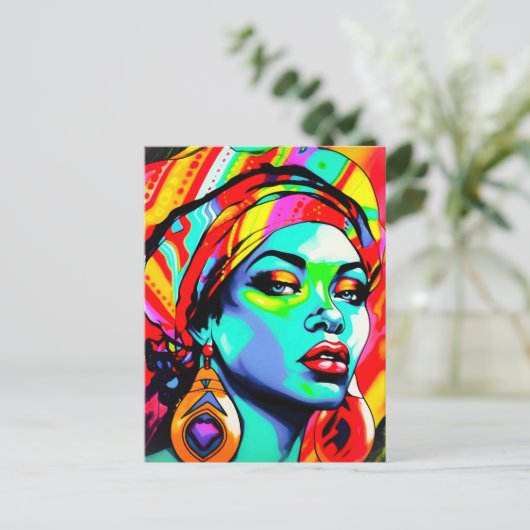 Pop Art Portrait Postkarte (Stehend Vorderseite)