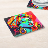 Pop Art Portrait Rechteckiger Pappuntersetzer (angewinkelt)