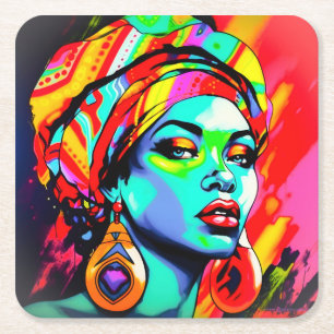 Pop Art Portrait Rechteckiger Pappuntersetzer